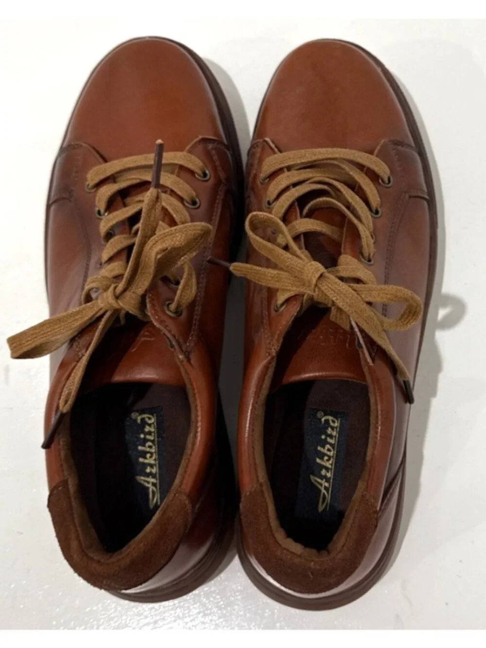 Azkbird Leather Oxford Shoes Brown Textured Detail Rubber Grip Soles Mens 9.5